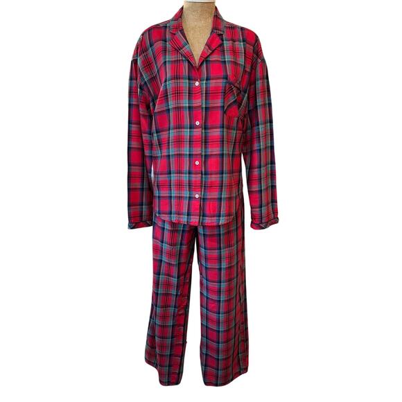 Victoria’s Secret Tartan Plaid Red Flanne Long Pants Pajama Set PJs PJ Sz Large - Picture 4 of 16